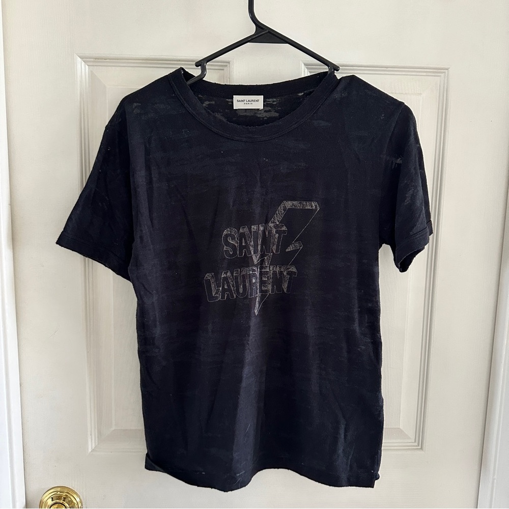 Saint Laurent logo print black tshirt